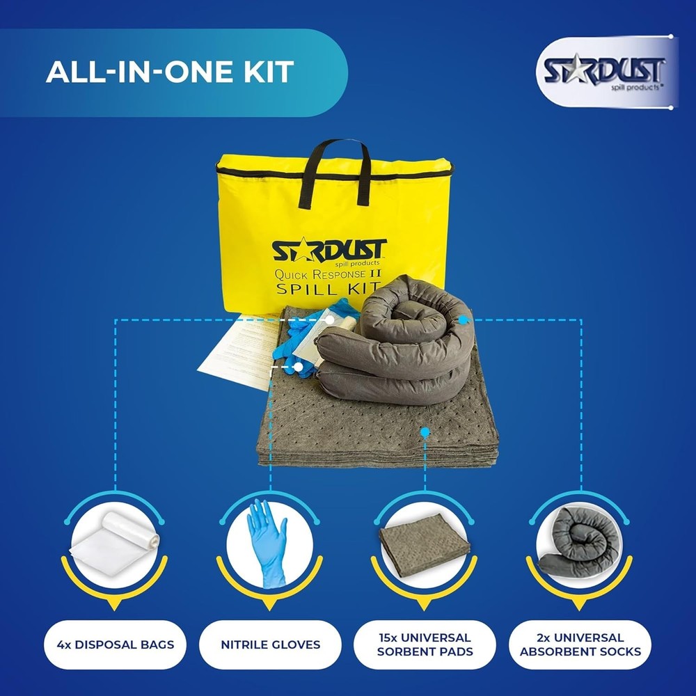 Stardust Quick Response Universal Spill Kit 2-Pack. Each Pack Includes: Yellow D