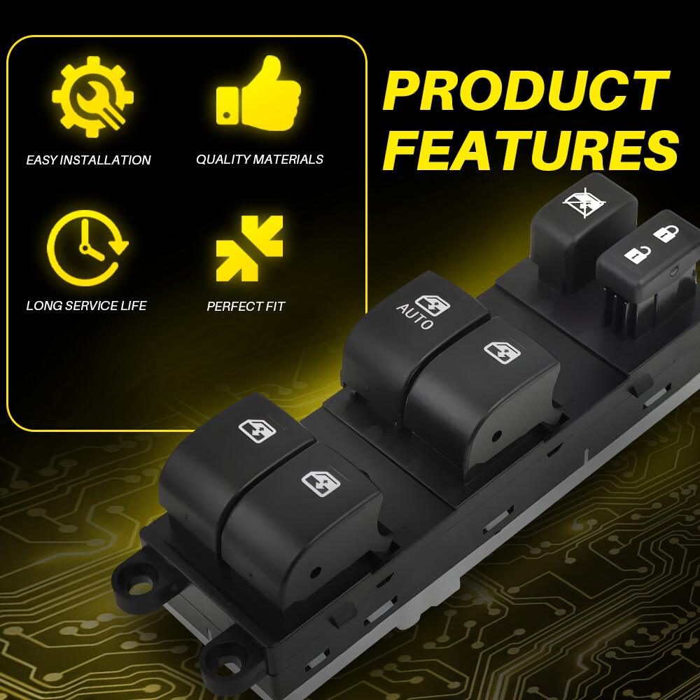 Black Master Power Window Control Switch Left Front for Subaru Outback 2013-2017