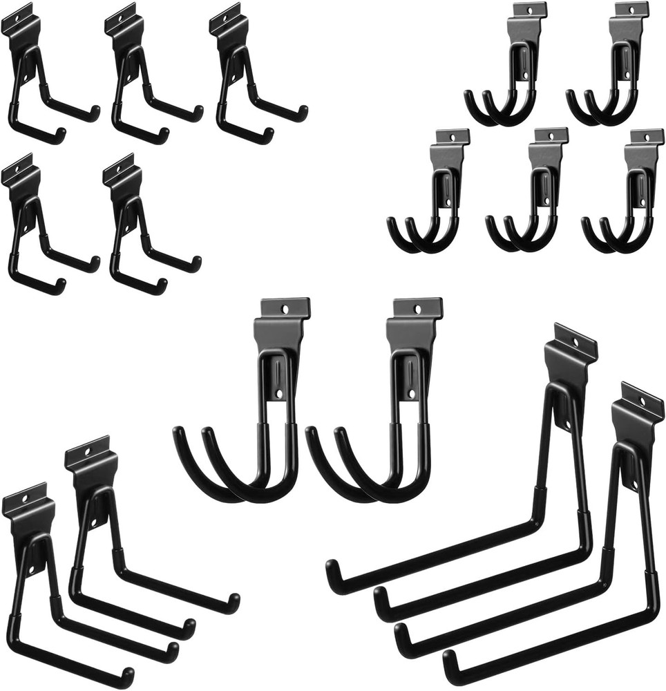Durable 16-Piece Black Slatwall Hook Assortment for Optimal Storage Solutions
