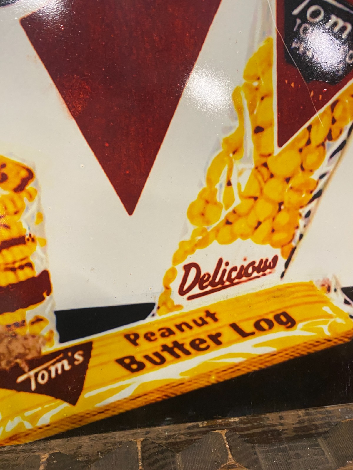 Tom's Snacks Metal Sign 13 3/4" x 21 3/4" GAS OIL COLA SODA TIME OUT FOR TOM'S