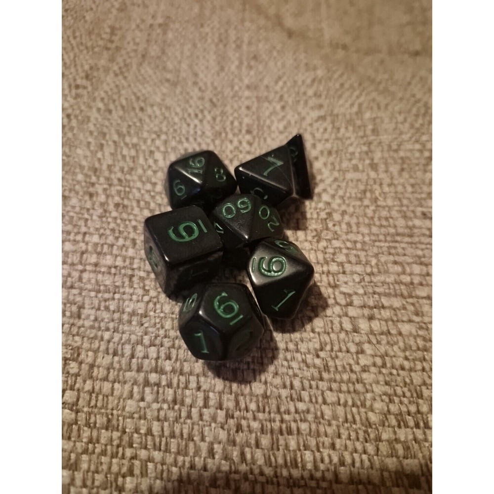 D&D Dice Set - Black With Green Numbers