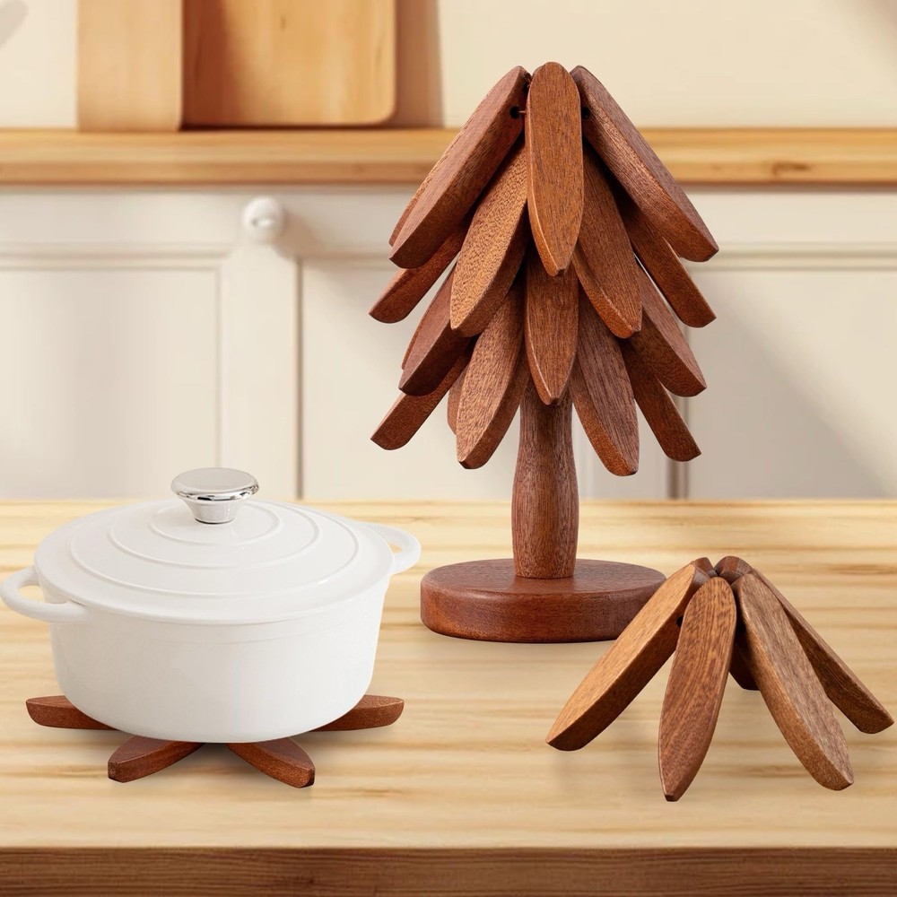 Bamboo Wood Trivet Tree