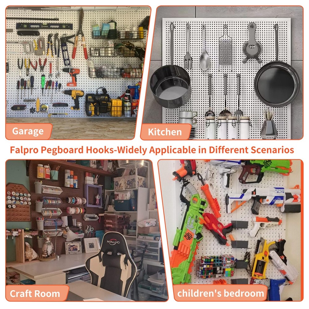 130PCS Pegboard Hooks Assortment - Peg board Hooks for Hanging Tools with Peg...