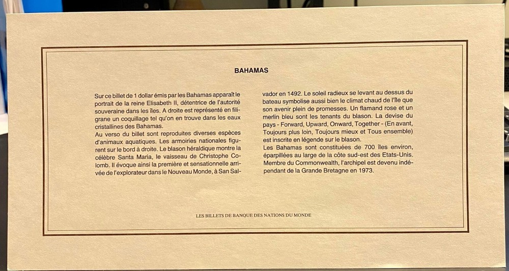 Banknote Letter , Bahamas 1 Dollars UNC Banknote