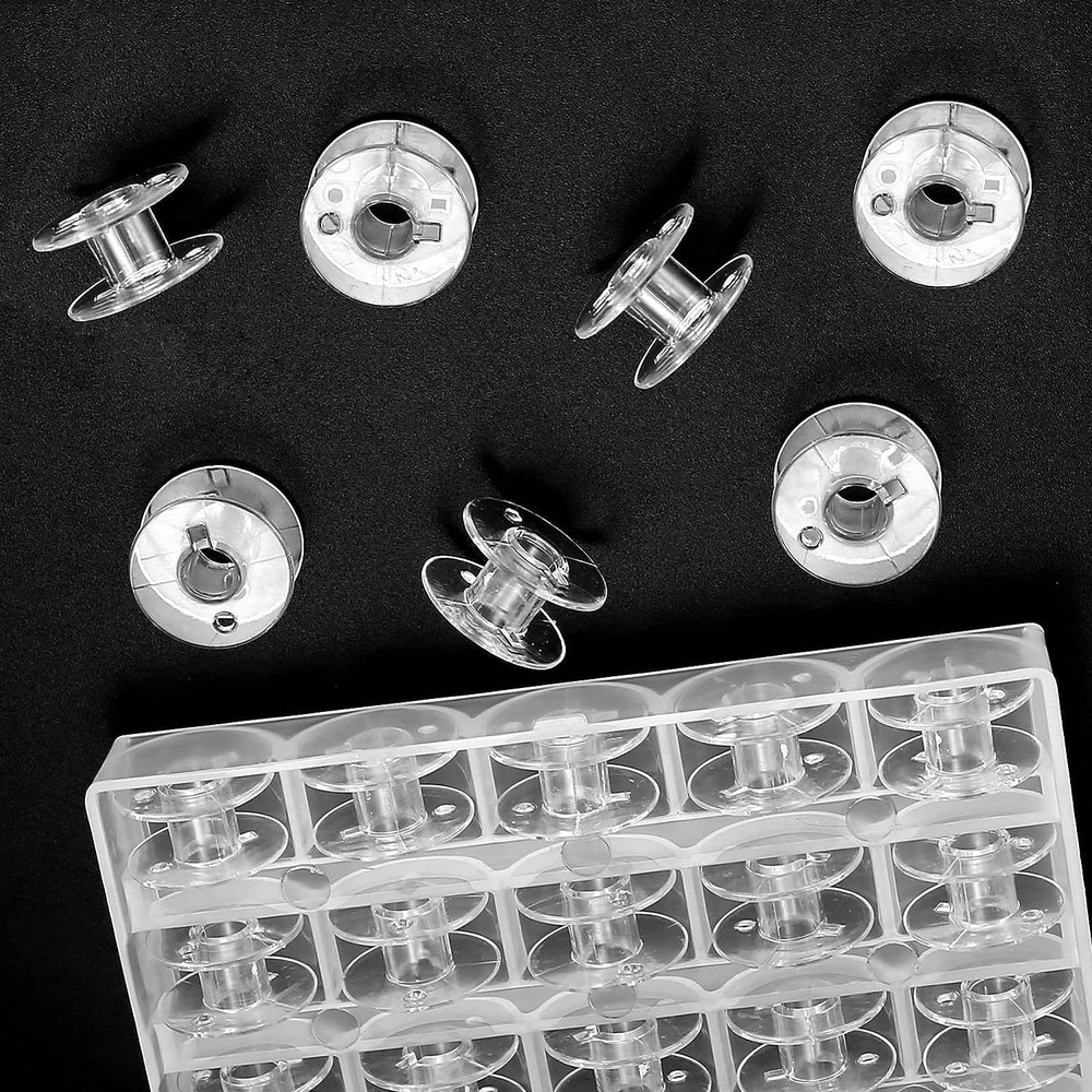 2 Pcs Transparent Bobbin ，Machine Bobbin Organizer Plastic Case with 50 Slots...