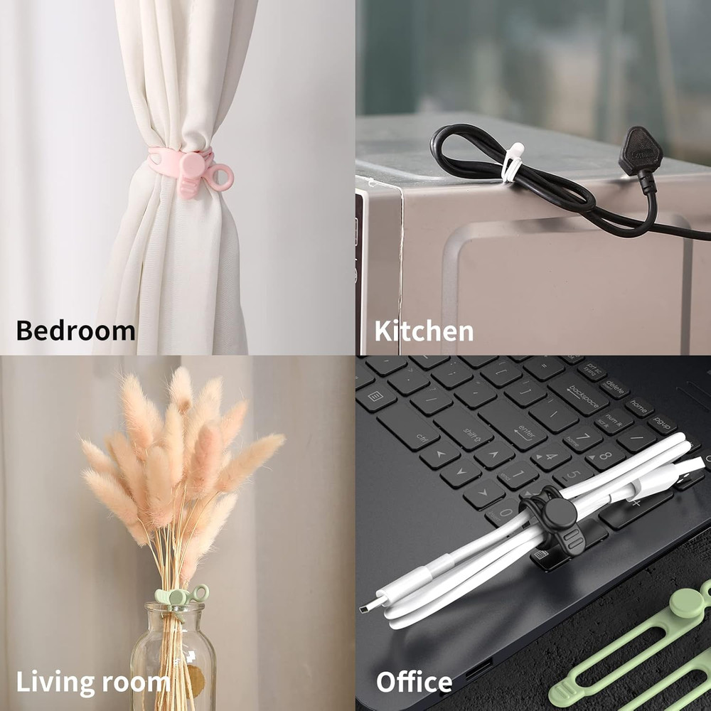 [20Park] Silicone Cable Ties,Reusable Cable Management Organizer, Multipurpose E