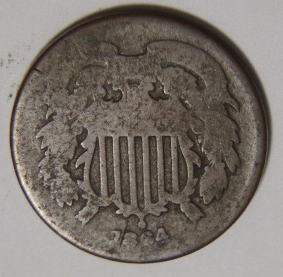 1864 2 Cent Piece 2C Cents Coin