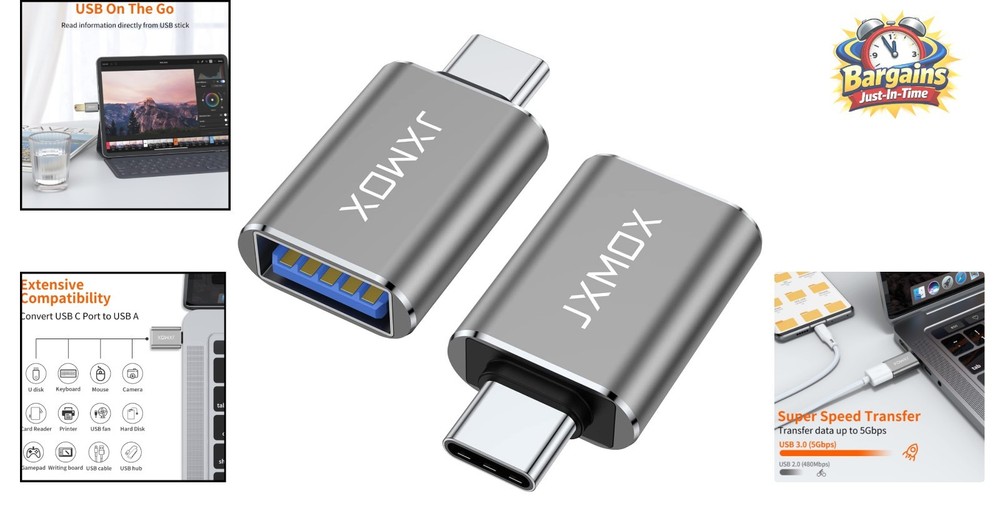 USB C to USB Adapter 2-Pack - Fast Data Transfer & Charge with Reversible Design