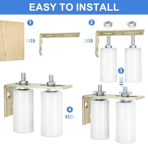 2 Set 4" Nylon Slide Gate Guide Rollers with L-Bracket, Universal Ball Bearing S