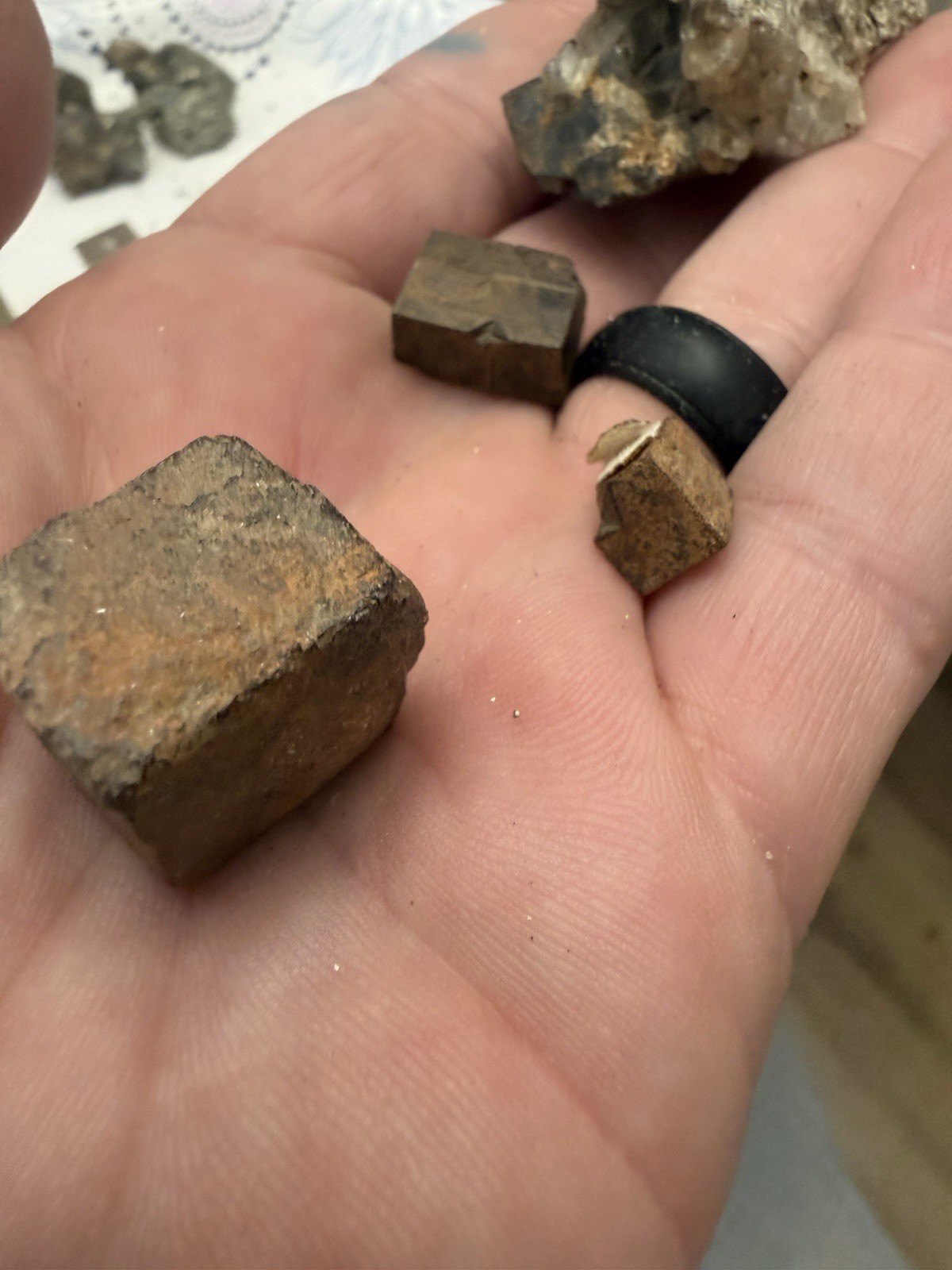 almost 1lb mixed pyrite cubes limonite after pyrite lot 2