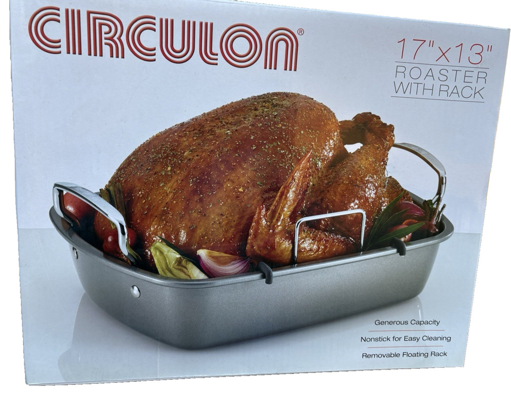 New Circulon Nonstick Roasting Pan With Removeable Rack 17" x 13"