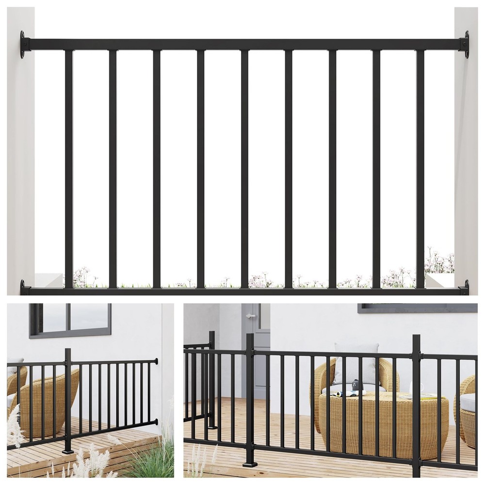 9pcs 28" H x 4ft Metal Deck Balusters Spindles Railing Deck Railing Matte Coated