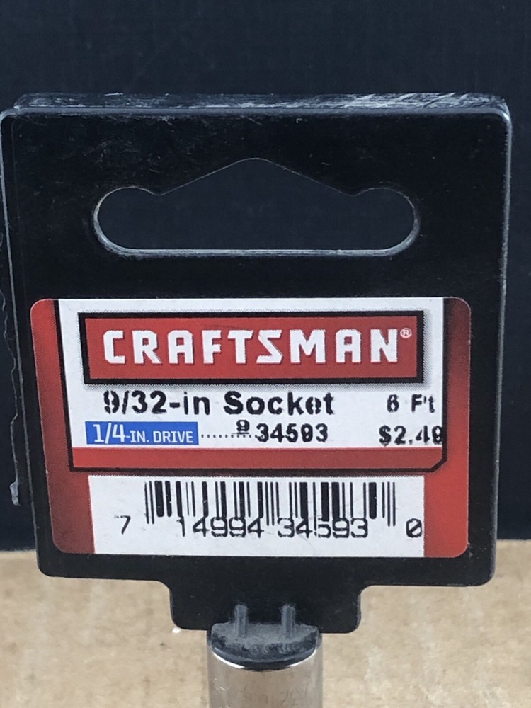 Craftsman 9/32” Socket, 1/4” Drive, 6 Pt., #34593 COMBSHIP $1 PER MULT