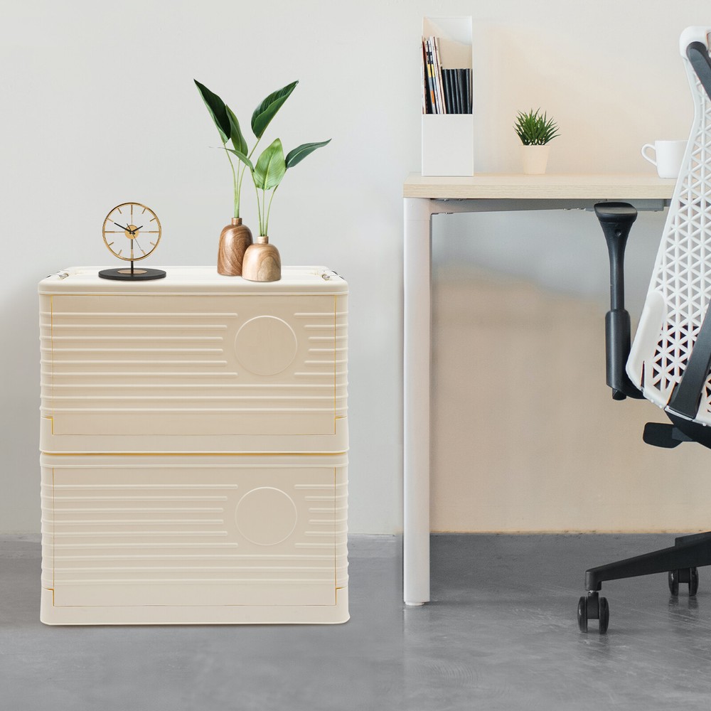 2-tier Foldable Storage Bin Stackable Storage Storage Box Home 62.3QT Capacity