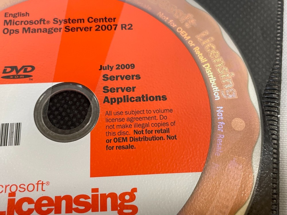 Microsoft System Center Ops Manager Server 2007 R2 Windows DVD PC Software