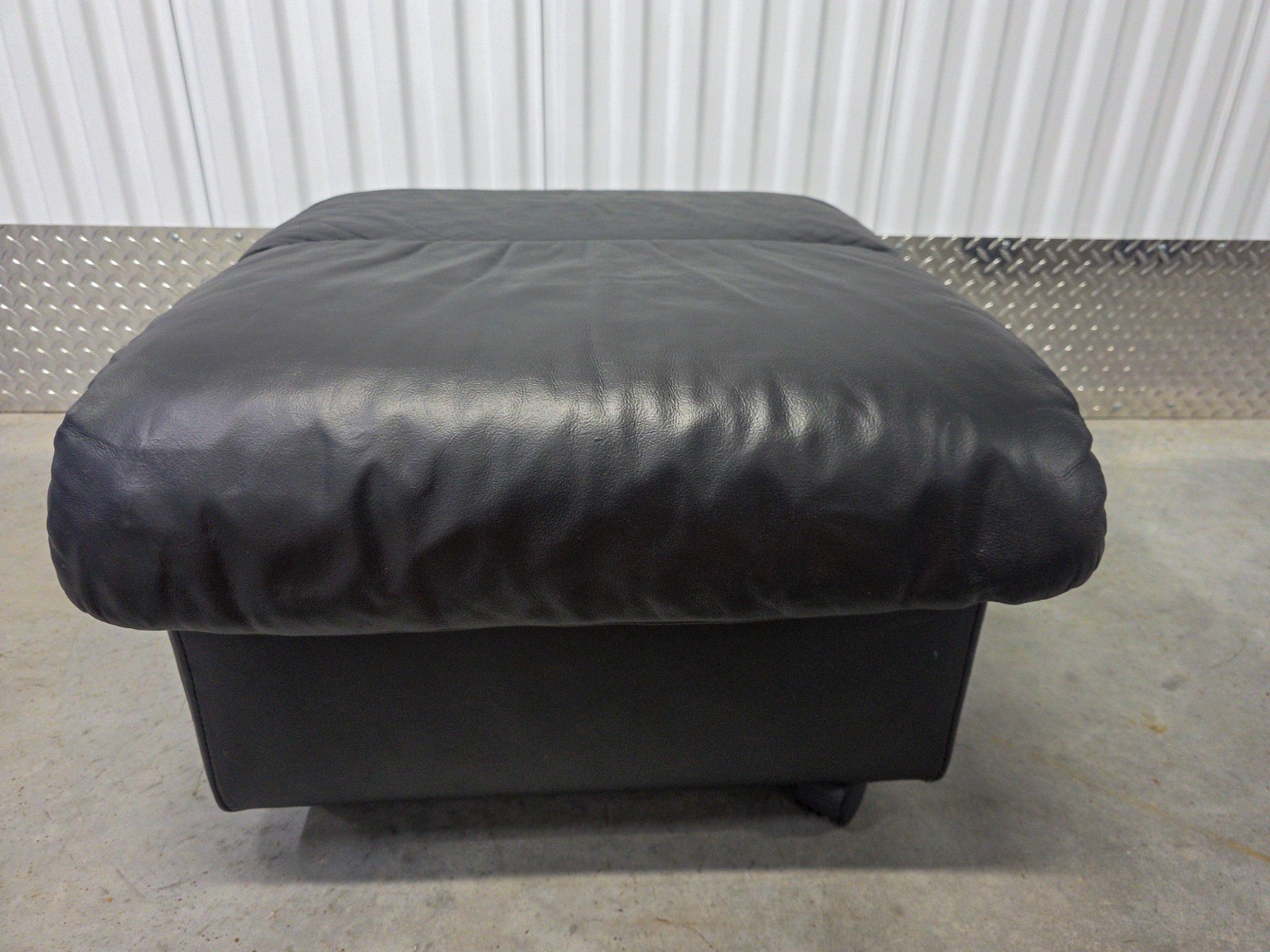 Ekornes Stressless "Soft" Leather Storage Ottoman | Black | Locking Casters