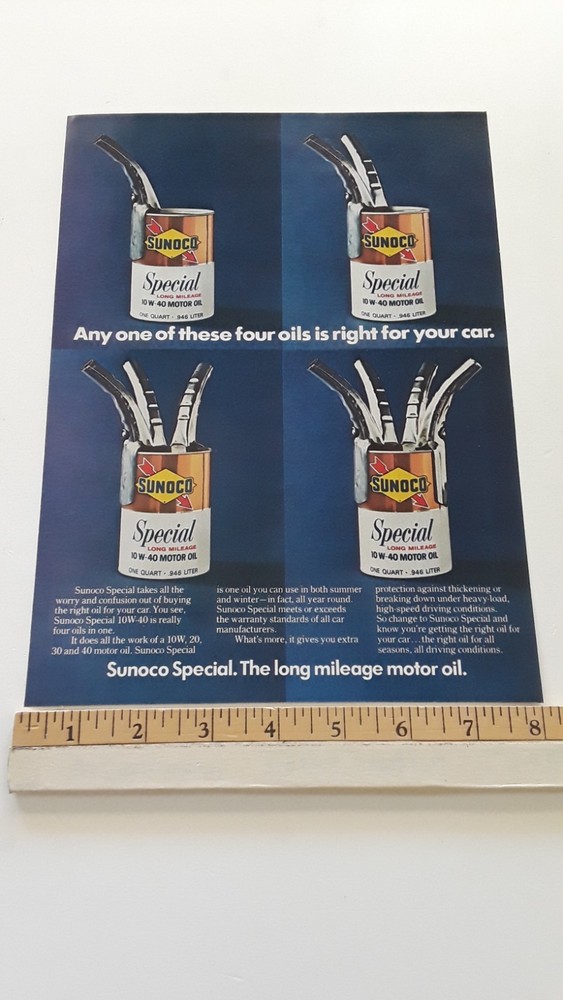 SUNOCO MOTOR OIL ORIGINAL 1973 AD
