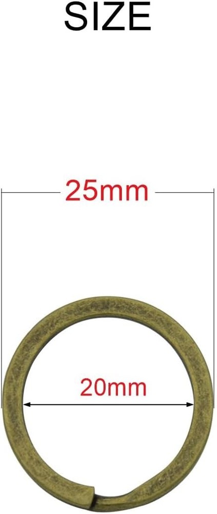 20 Pack 1 Inch Flat Split Key Rings Bronze