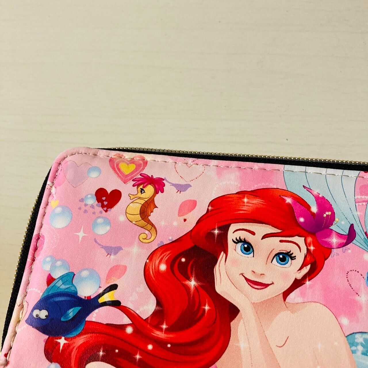 Disney Little Mermaid Purse Long Wallet Ariel Coin Case Princess Pink Prize Rare