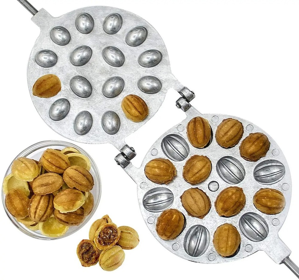 NUT SHAPED WALNUT COOKIE MOLD PASTRY MAKER TOOL 16 NUTS ORESHKI ОРЕШНИЦА PAN