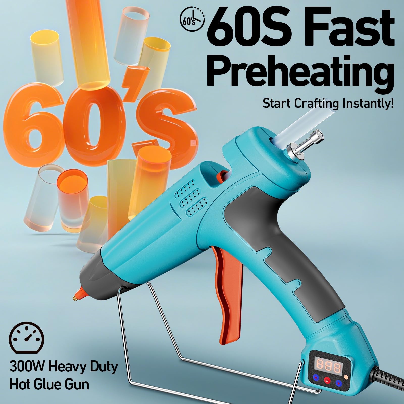 300 Watt Heavy Duty Hot Glue Gun, Upgraded Digital Temperature Adjustable Han...