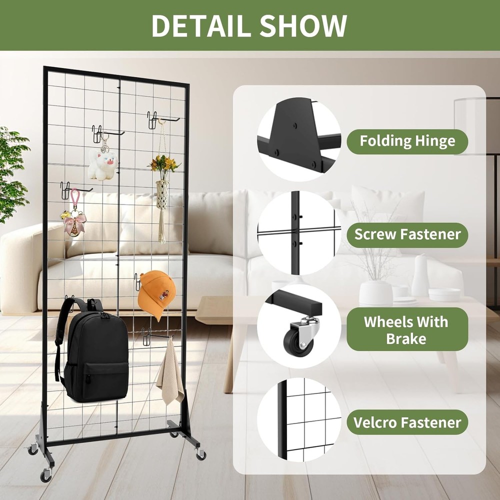 1-Pack Grid Wall Panels, 2' X 5.5' Ft Gridwall Panel Display Stand, Heavy Movabl
