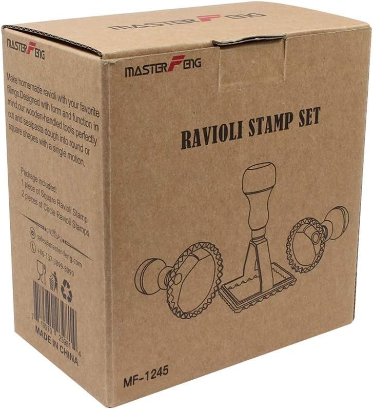 Manual Ravioli Maker Kit: Round, Square & Roller Wheel for Authentic Pasta