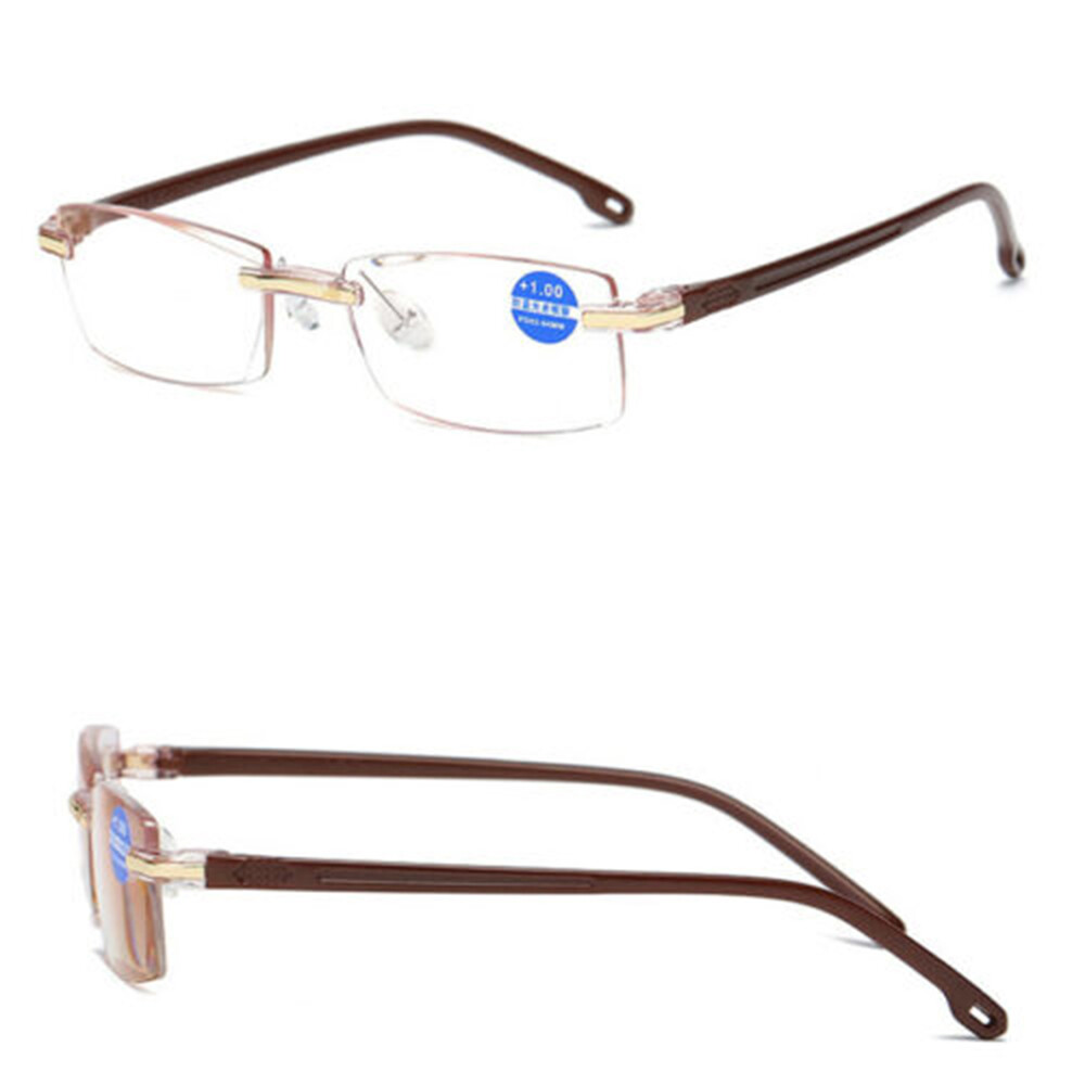 1-10 PK Mens Ultralight Rimless Rectangular Reading Glasses Blue Light Blocking