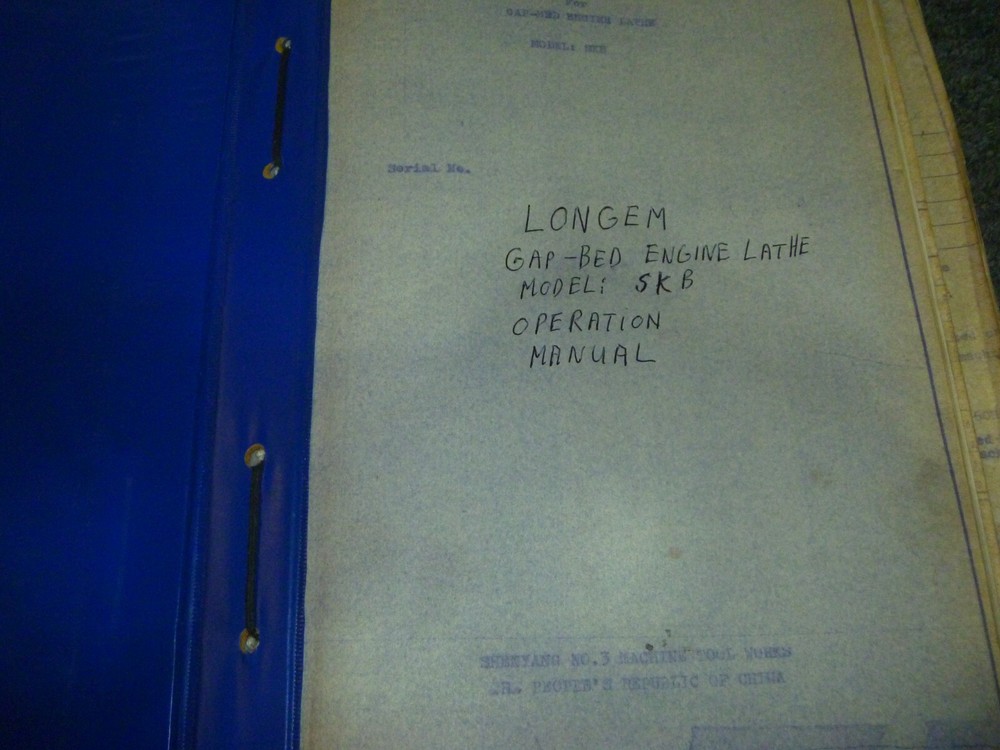 Longem SKB Gap Bed Engine Lathe Owner Operator Instruction Manual