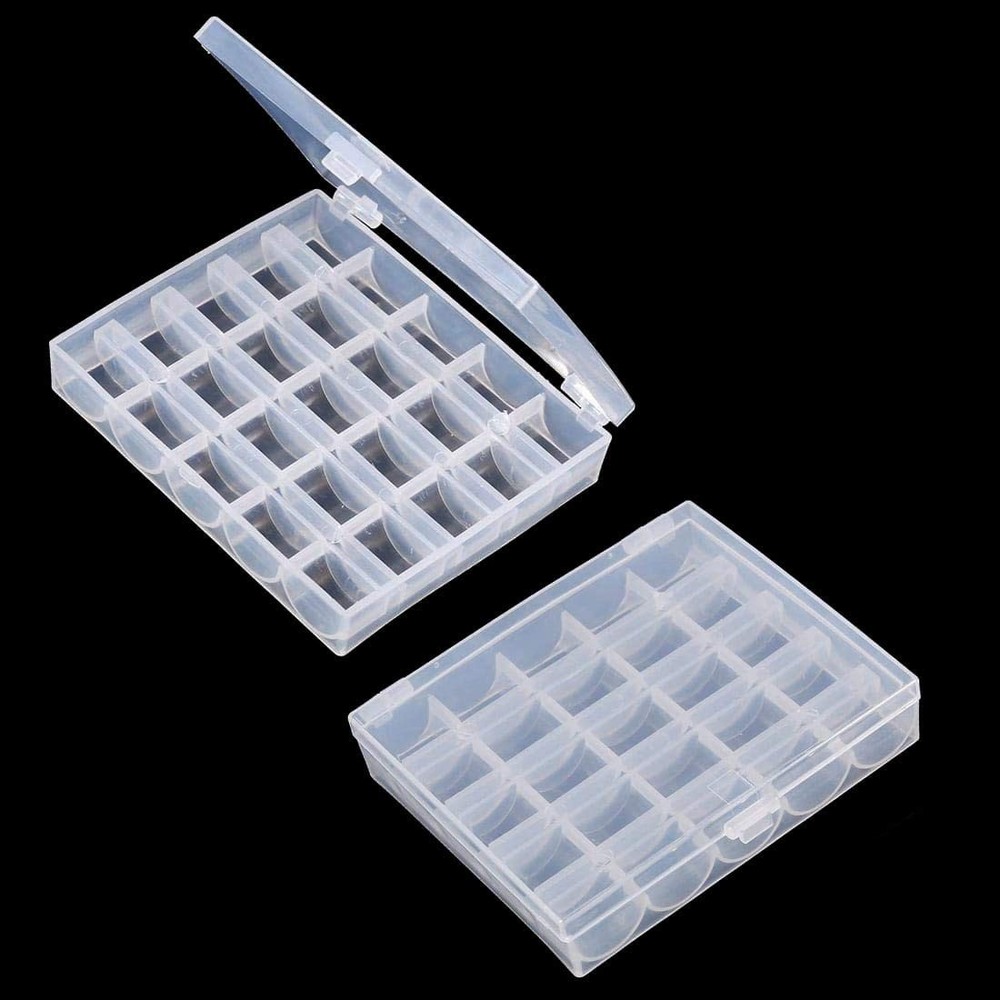 Bobbin Box,Machine Bobbin Organizer Plastic Case,Transparent 25 Slots Empty B...
