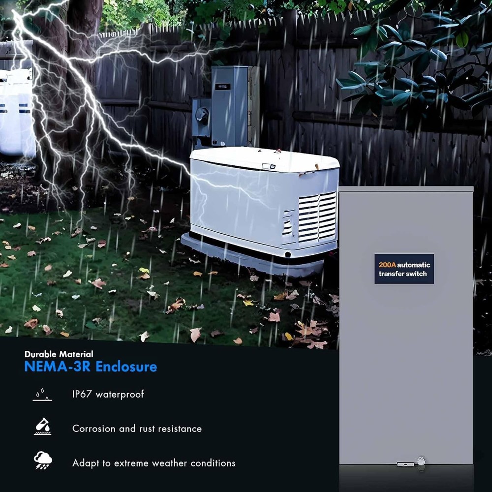 200 Amp Single Phase Automatic Transfer Switch Replace for Generac RXSW200A3
