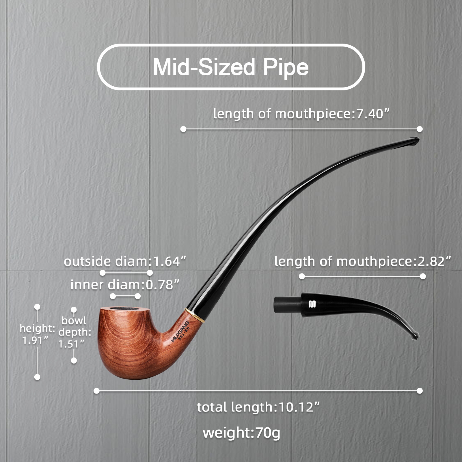 Rosewood Churchwarden Gandalf Pipe Long Stem Bent Tobacco Pipe With Accessories