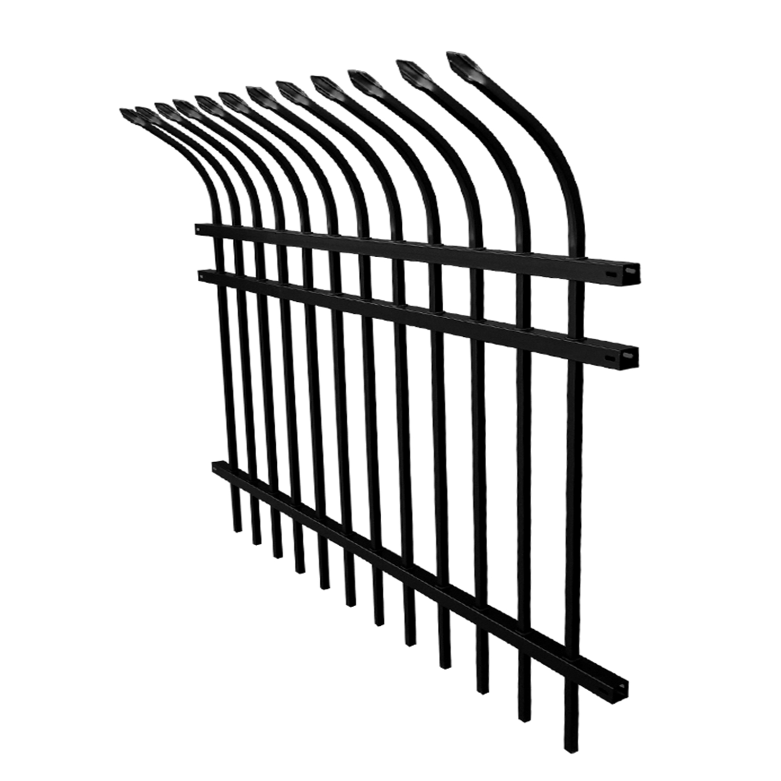 ALEKO Garden Yard Steel Fence Kit 8 Panels 64 feet Curved Top Style Black