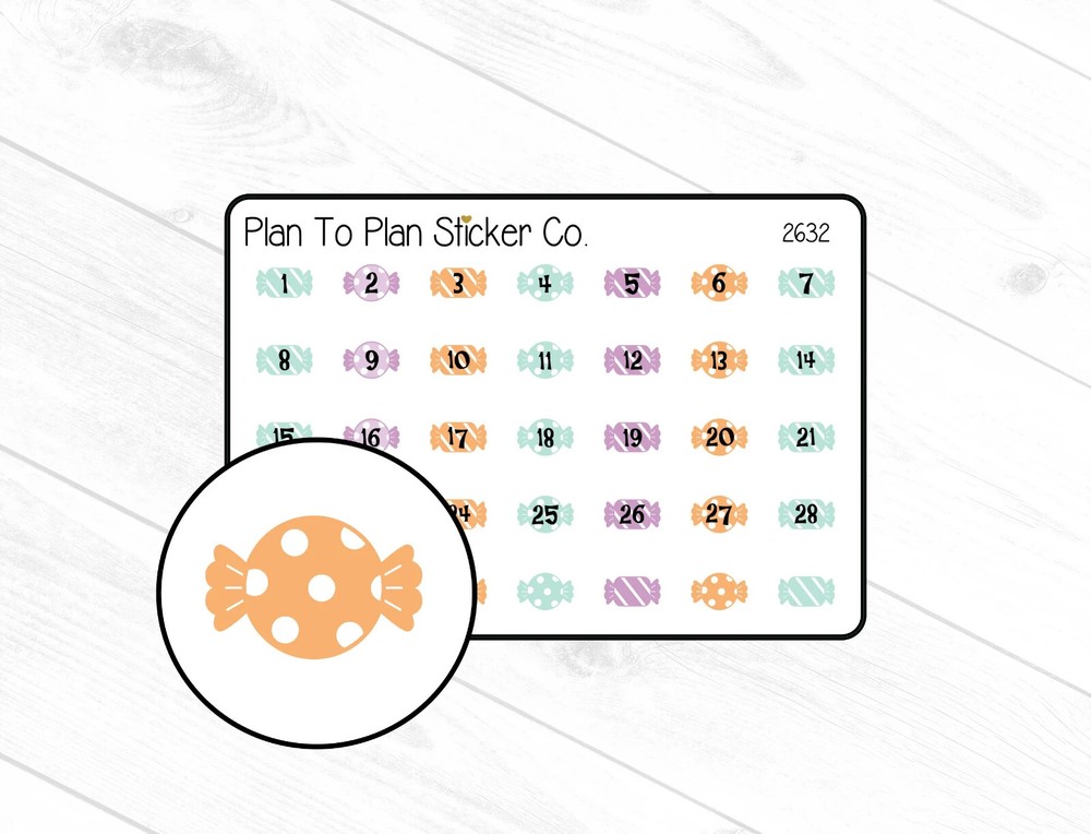 2632~~Halloween Candy Date Covers Planner Stickers.