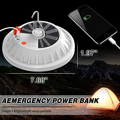 2-Pack Solar Camping Lantern LED Portable Solar USB Rechargeable Flashlight