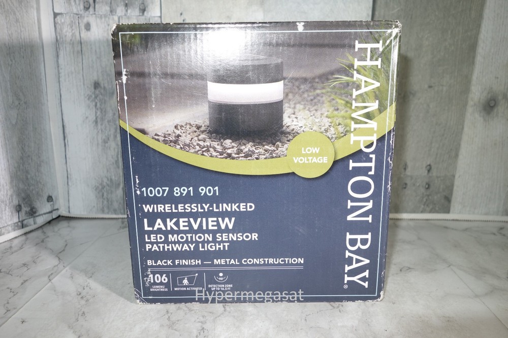 Hampton Bay Lakeview LED Motion Sensor Pathway Light Black Metal Wireless Linked
