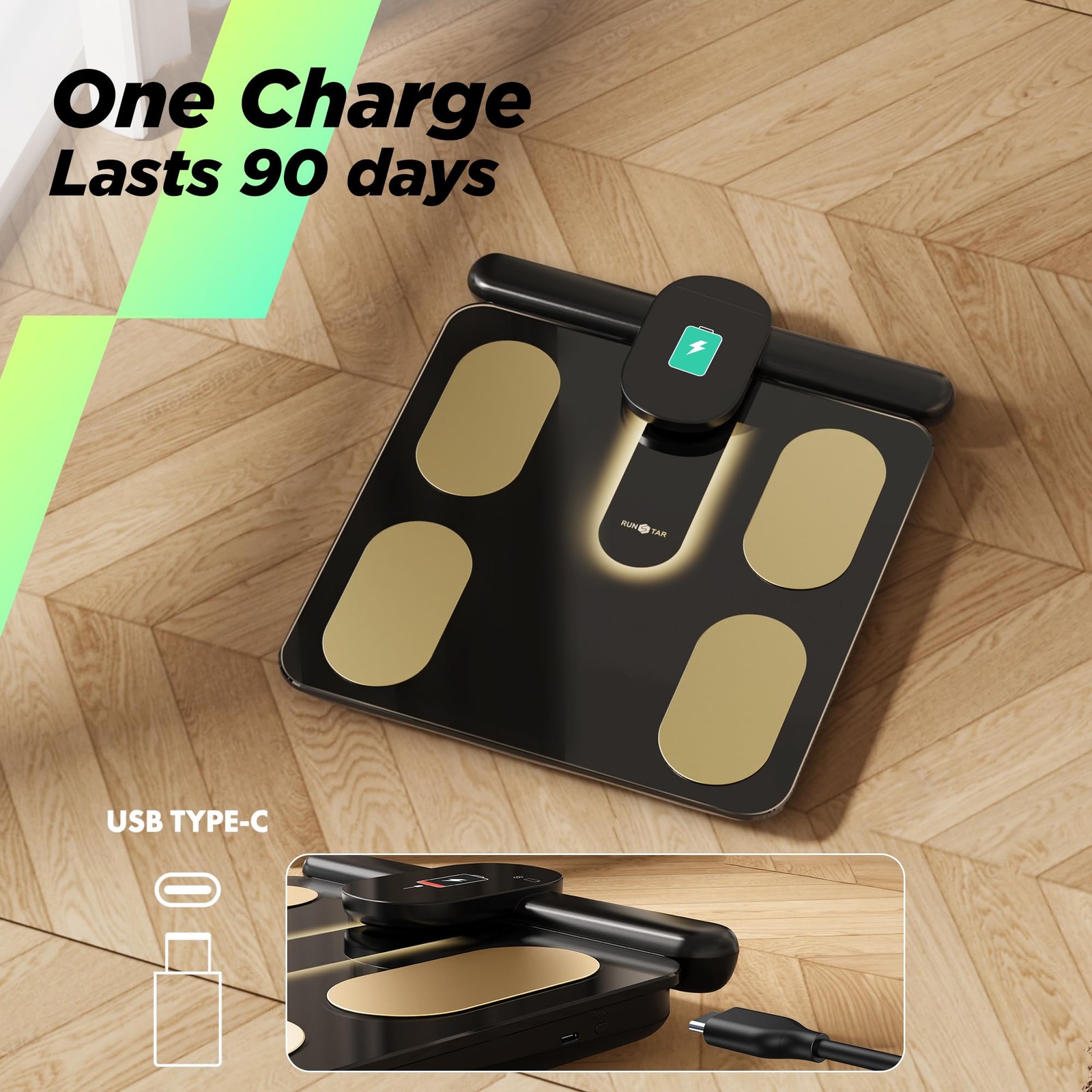 RunStar Smart Scale FSA&HSA Eligible, 8 Electrodes Digital Bathroom Scale for