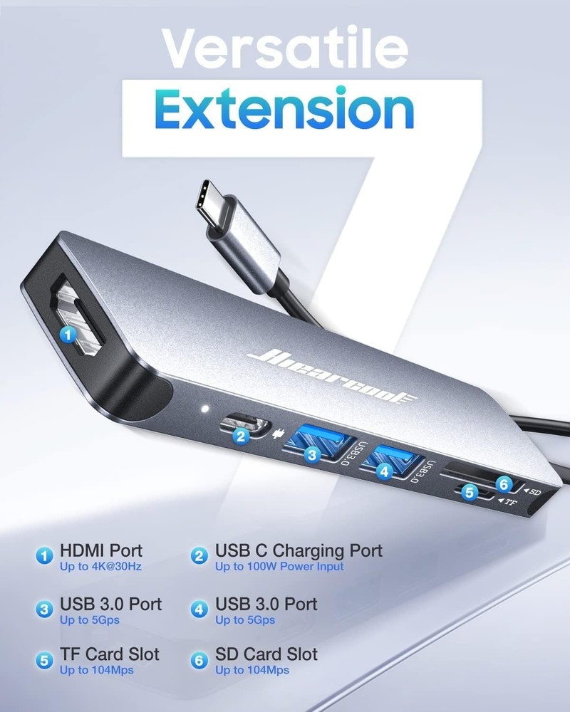 USB C Hub with 4K HDMI, Fast Data Transfer & Compact Design – Space Grey