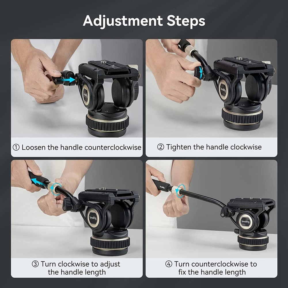 SmallRig Tripod Fluid Video Head w/Flat Base and Adjustable Handle Adjustable