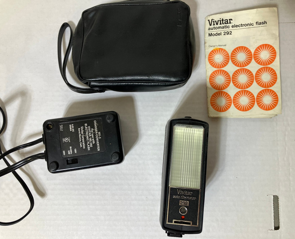 Vivitar Camera Electronic Flash, Model 292 charger case manual, & RS-1 Sensor