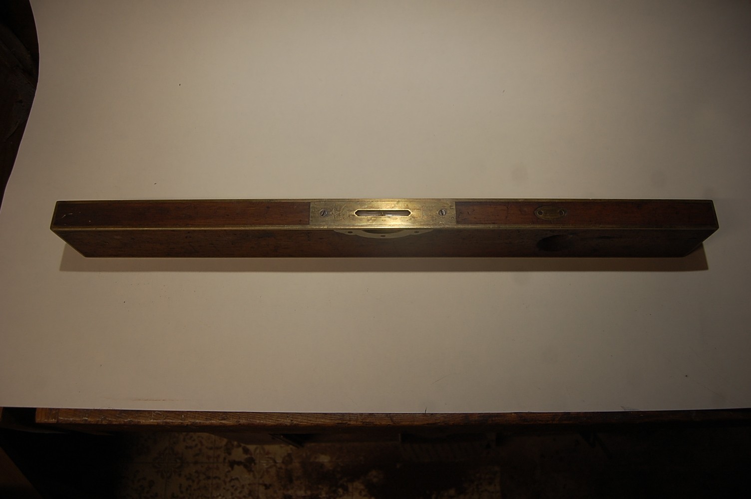 28” Mahogany & Brass Level Stratton Brothers Greenfield Mass. July 16, 1872 # 1