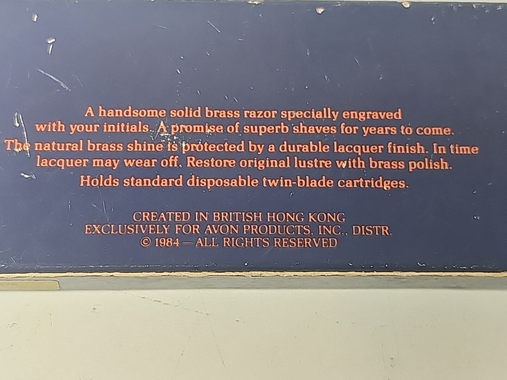 Vintage Avon Personalized Solid Brass Shaving Razor 1984 Durable Lacquer Finish