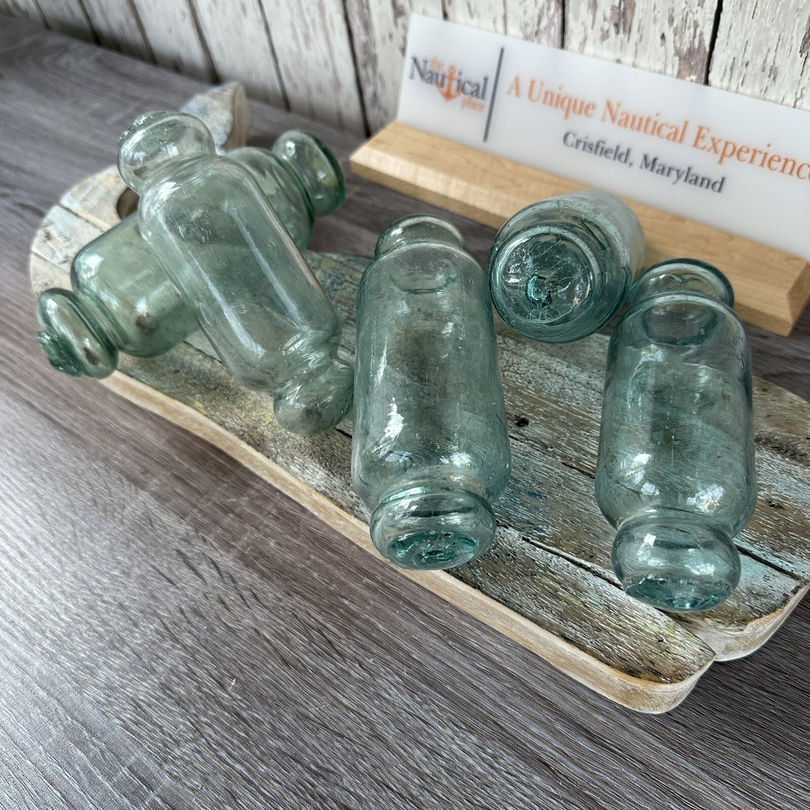 Japanese Rolling Pin Glass Float - Authentic Vintage Japan Fish Net Buoy - Aqua