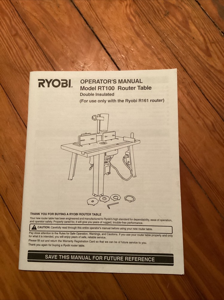 Ryobi model Router Table RT 100 operators manual