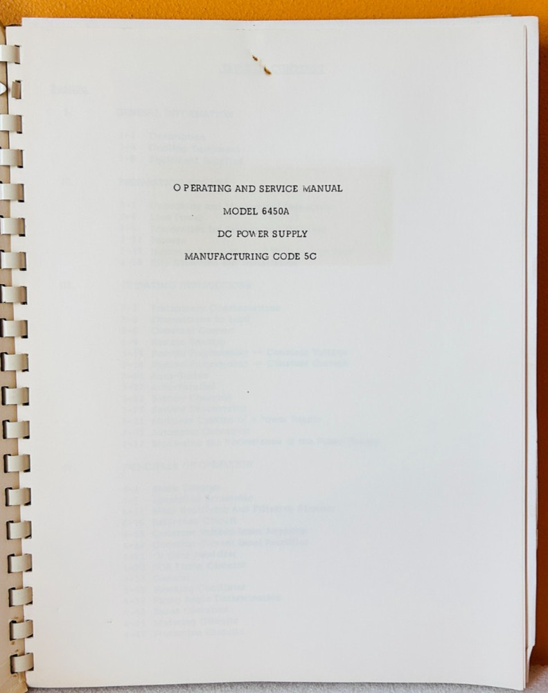 HP Model 6450A DC Power Supply Operating & Service Manual.