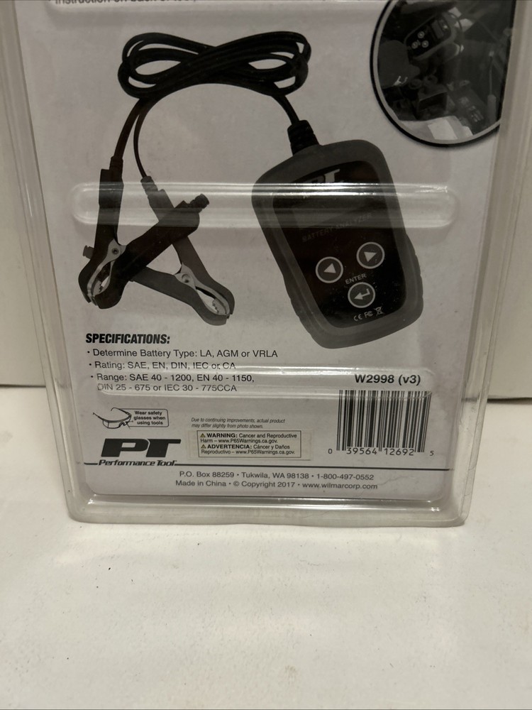 Performance Tool W2998 Digital 12v Battery Analyzer Tests DC Systems