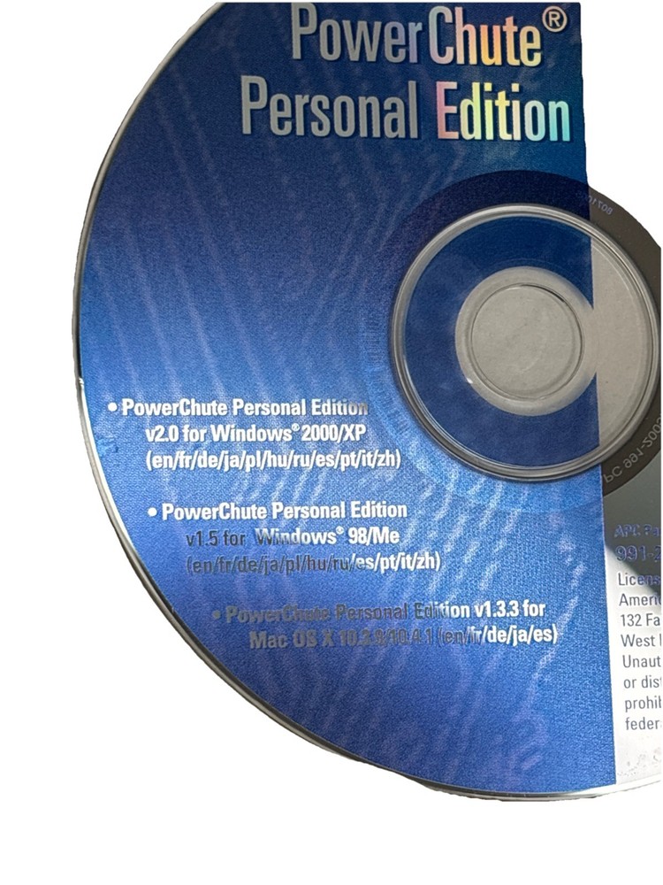 APC PowerChute Personal Edition Software CD 991-2005E 2003