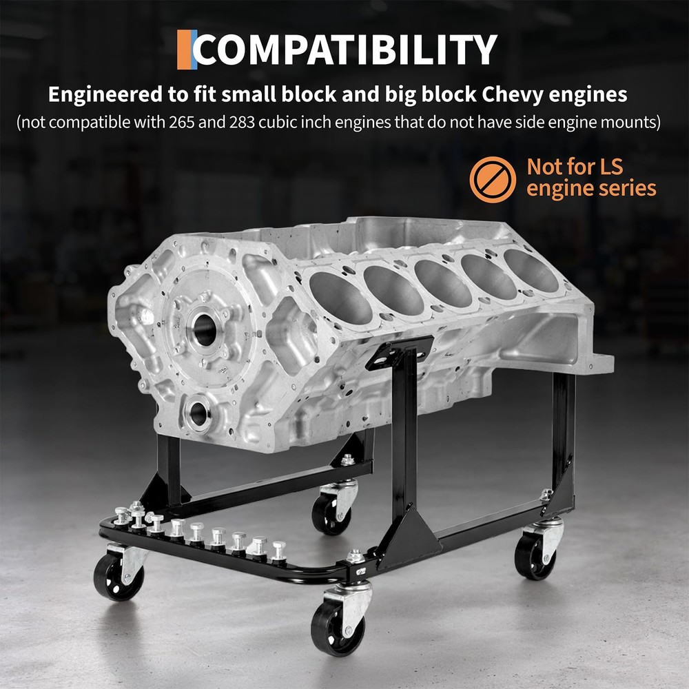 750lbs Engine Cradle with Wheels Rolling Engine Stand for Chevy Small Big Block