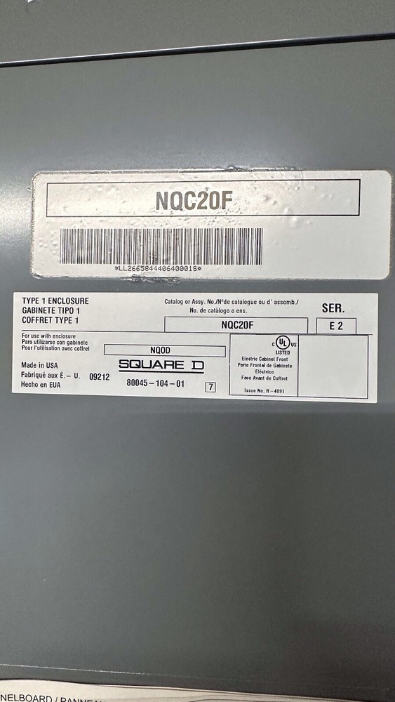 NQC20F Square D Flush Panel Cover