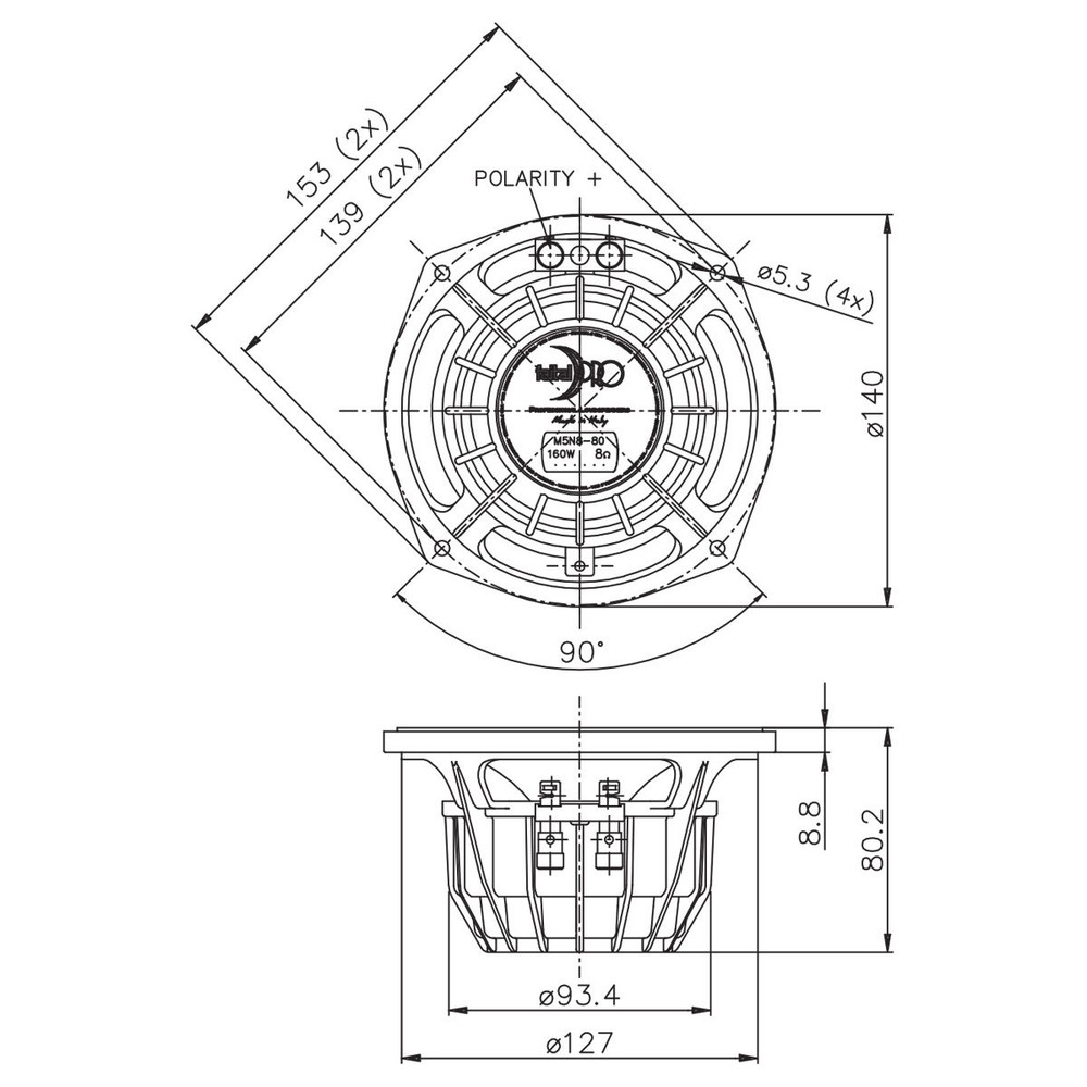 Faital Pro M5N8-80 8ohm Neodymium 5" Extreme 99 SPL Midrange Line Array Speaker